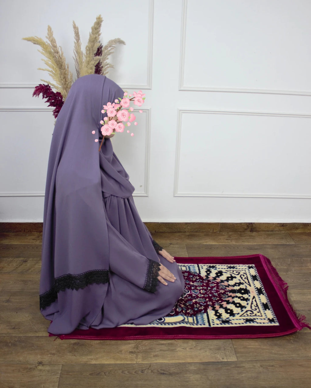 Abaya Prière - Abaya Khushua & bonnet intégré & châle – Le confort à chaque prosternation